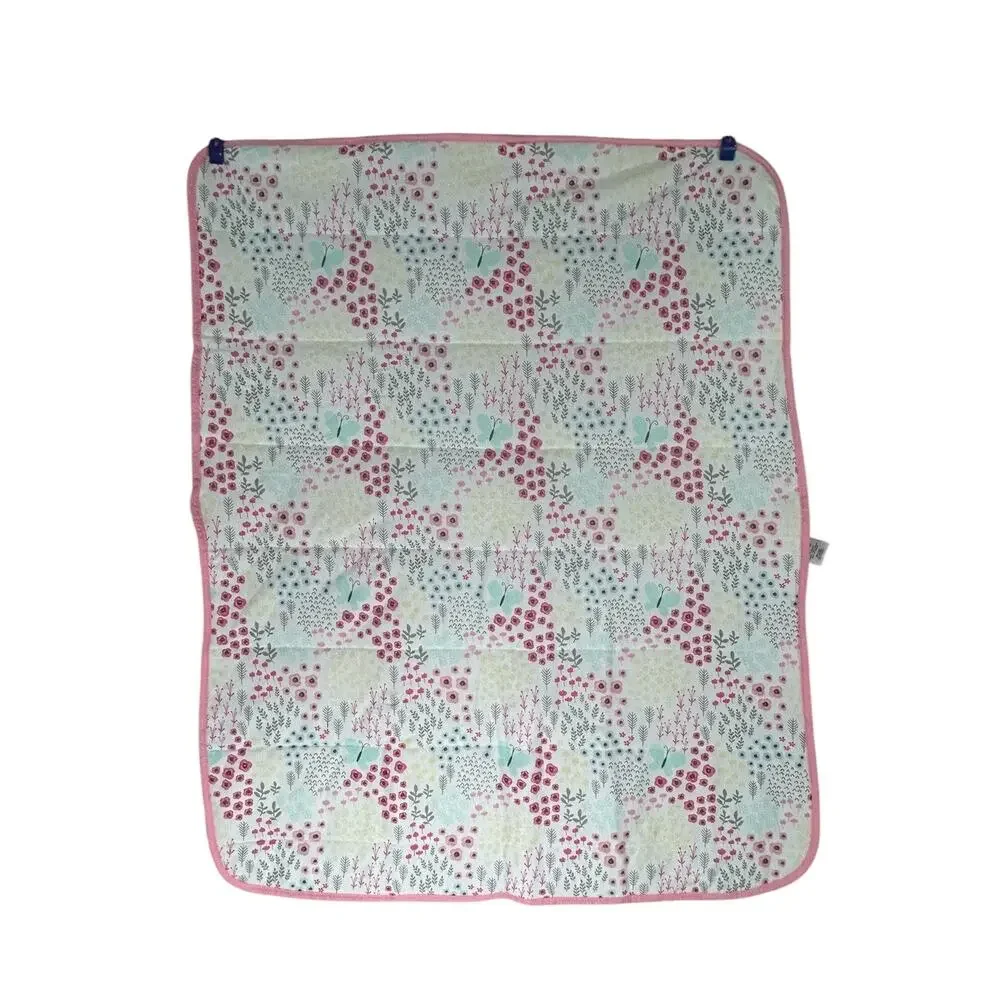 Parents Choice Walmart Pink Floral Flower Scallop Stripe Double Sided Blanket